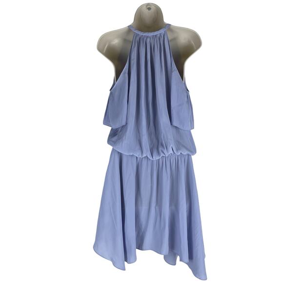 Ramy Brook Eileen Cold Shoulder Satin Mini Dress Light Blue Size S - Picture 8 of 12